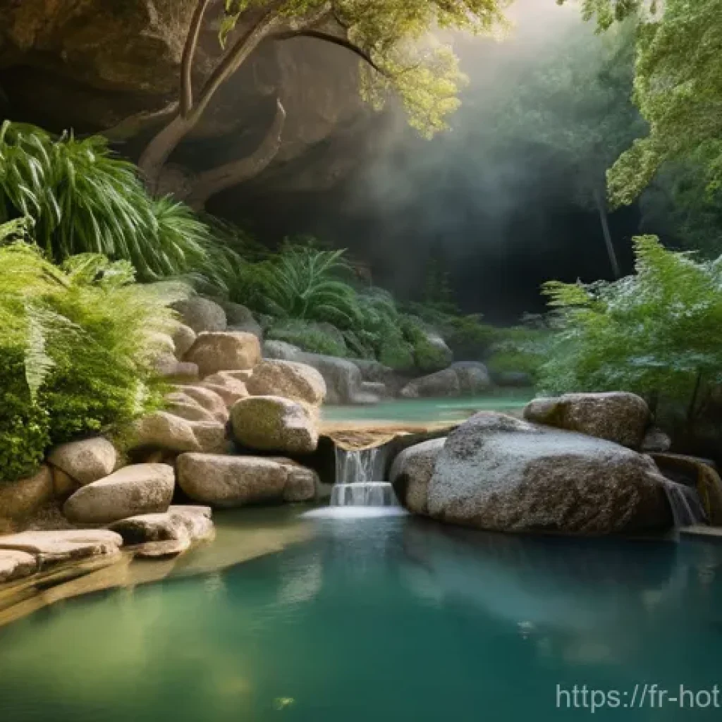 온천과 숙면 - **Prompt:** A serene, picturesque natural hot spring nestled in a lush European landscape, reminisce...