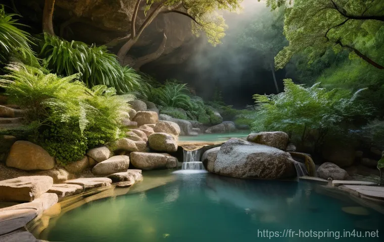 온천과 숙면 - **Prompt:** A serene, picturesque natural hot spring nestled in a lush European landscape, reminisce...