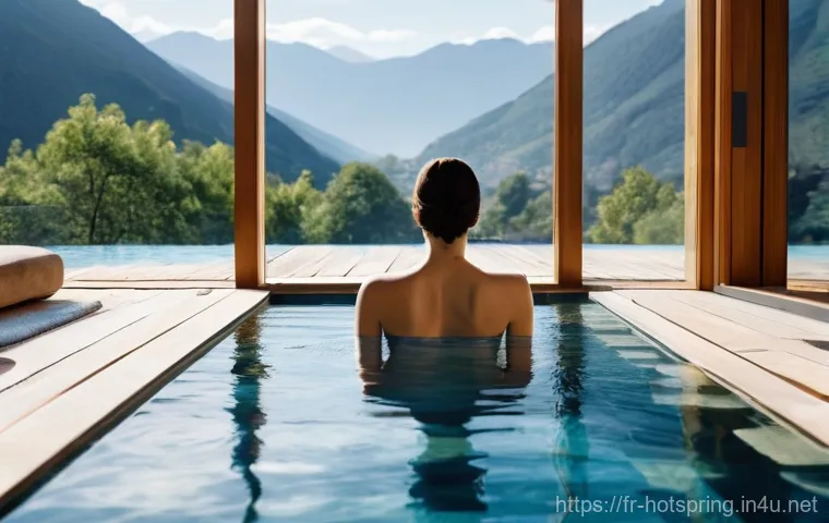온천과 힐링의 비결 - **Prompt 1: Modern Serenity at a Thermal Spa**
    "A wide-angle shot of a luxurious, contemporary t...