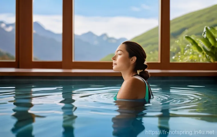 온천과 면역력 향상 - **Prompt 1: Serene Rejuvenation in a Modern Thermal Pool**
    "A tranquil scene of a woman, in her ...