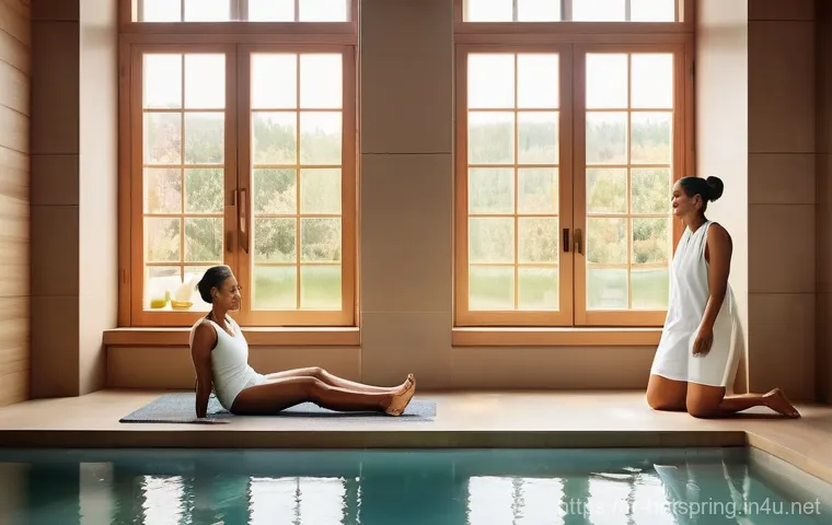 온천과 면역력 향상 - **Prompt 1: Serene Rejuvenation in a Modern Thermal Pool**
    "A tranquil scene of a woman, in her ...