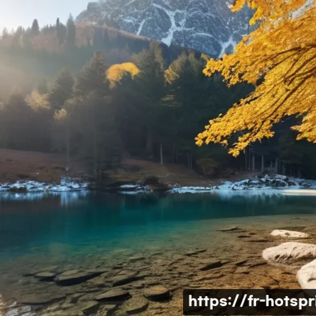 자연 온천 - **A Serene Wild Thermal Oasis in the French Alps:** A solo young woman, mid-20s, with a relaxed expr...