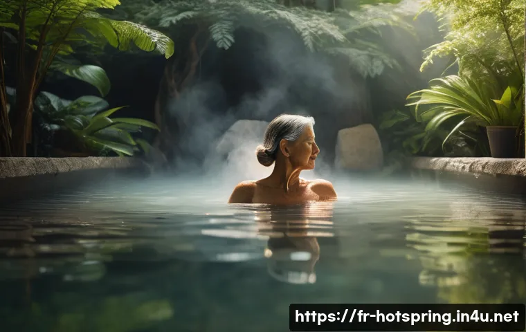 온천 마사지 - A serene spa scene in a French thermal bath setting featuring a middle-aged woman wearing a tasteful...