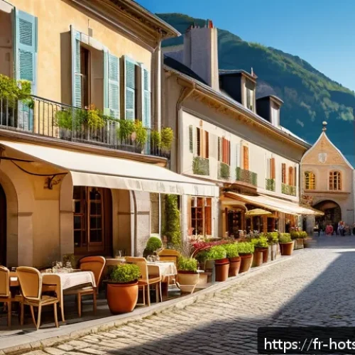 온천 마을 탐험 - A serene French thermal village scene in spring, featuring Belle &Eacute;poque architecture with ornate fac...
